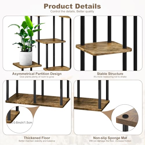 7 Tier Plant Stand Indoor (Black+Brown / 7 Tier)
