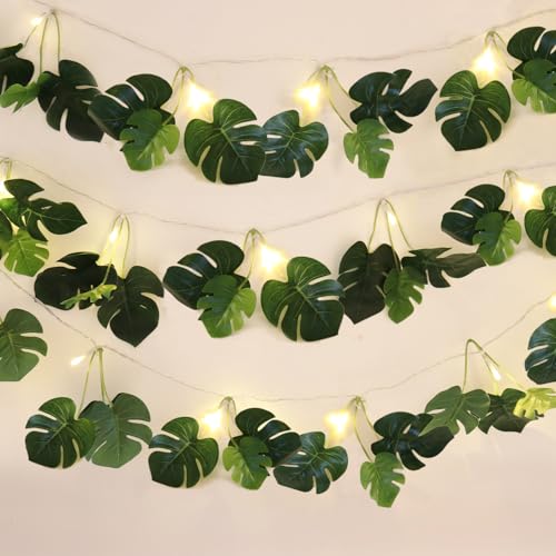 Monstera Leaves String Light 1P 20LED Battery Operated Tropical Ivy (Green Plam)