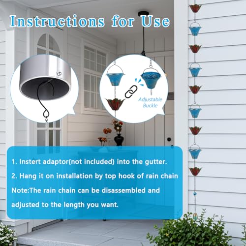 10FT Rain Chains for Outside (Blue-Red)