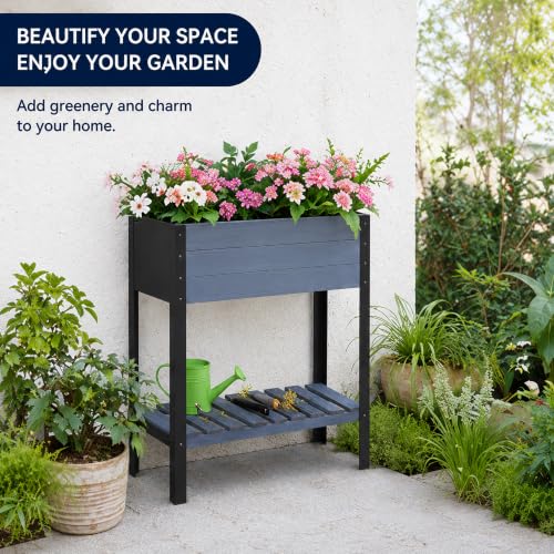 Raised Garden Bed with Metal Legs (Gray / W31x D15x H31in)