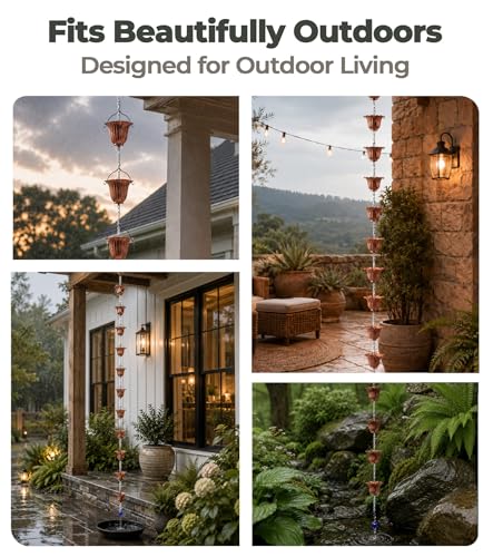 Copper Tulip Rain Chain for Gutters (Copper Tulip)