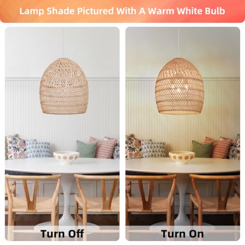 3 Light Boho Rattan Chandelier for Kitchen Island Dining Room (Rattan / 3-Light / 18″H)