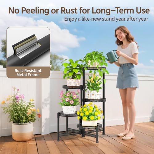 Plant Stand Indoor Outdoor Tall with 10 Inch Larger Tray