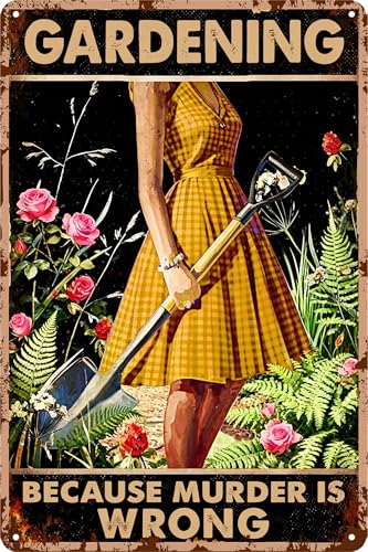 Funny Garden Decor Metal Signs For Outside Gardening Gifts For Women Patio Accessories For Outside Gardening Because Murder Is Wrong Sign Backyard Decorations Porch Tin Signs And Decor Outdoor 8x12 In (707)