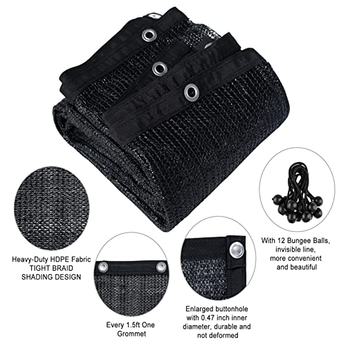 60% Shade Cloth 12X 16ft Sun Shade Fabric Greenhouse Shade Cloth Cover with Grommets Black