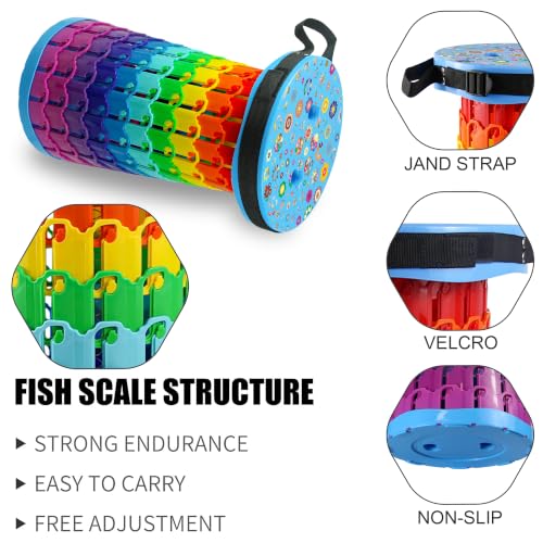 Upgraded Portable Collapsible Folding Stool Retractable Telescoping Stool for Adults Sturdy Capacity 600lbs Camping Chair for Outdoor Hiking Garden BBQ (Floral Prints)