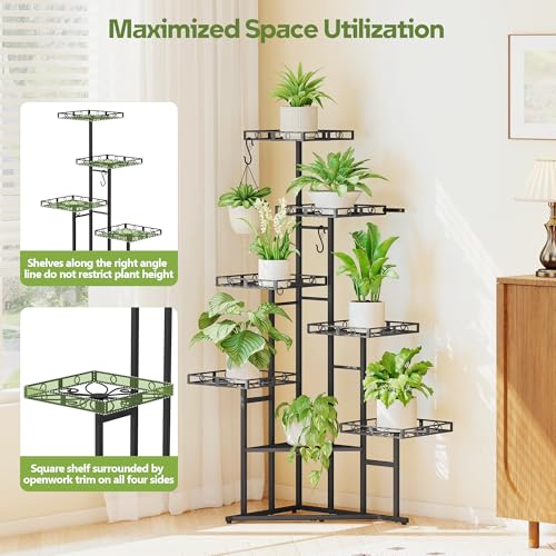 46" Tall Plant Stand Indoor (Black / 7-Tier)