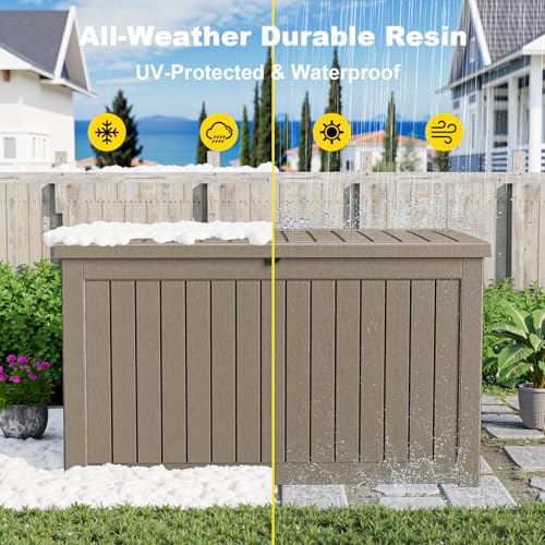 Deck Box 280 Gallon Large Outdoor Storage box (Grey / 280 Gallon)