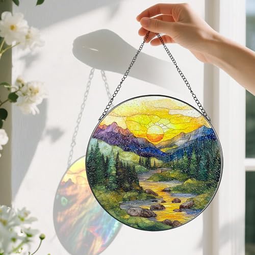 8 Inch Stained Glass Ornament (Mountain Range B)