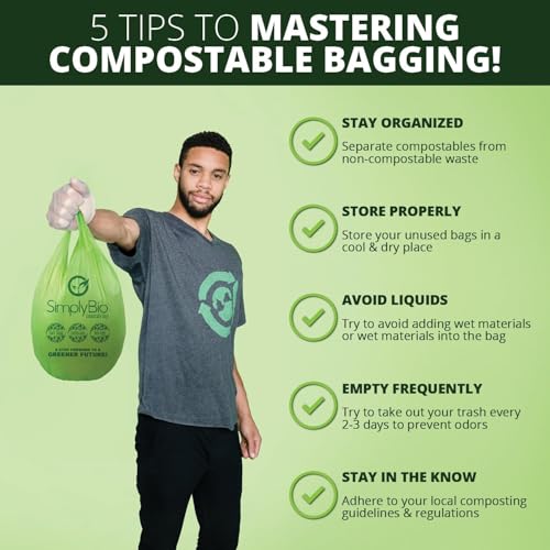 3 Gallon Compostable Trash Bags (3 GAL, Handle Bags, 80 Count)