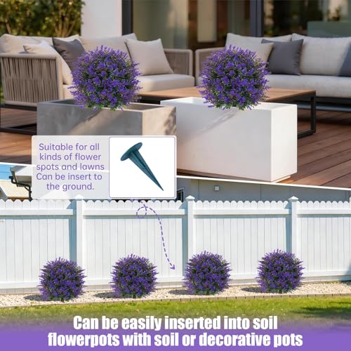 24" 4Pack Faux Boxwood Topiary Ball Trees with Lavender & Spike (Lavender & Boxwood 4pc)