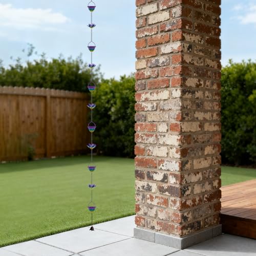 9.97ft Lotus Rain Chains for Outside Gutters (Purple-Lotus)