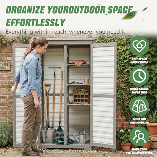 Outdoor Storage Cabinet Store More in Less Space (White / 32" x 16" x 66")