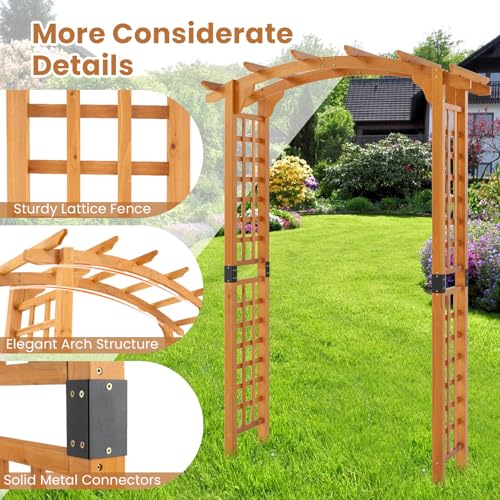 7.5FT Wood Garden Arbor Trellis (63''W x 90''H / Honey Brown)