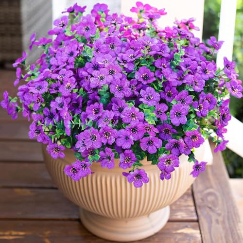 Artificial Flowers for Outdoor Indoor Garden Home Decoration (Purple)