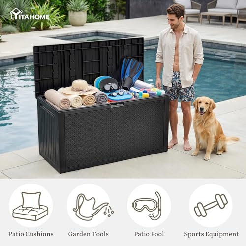 95 Gallon Outdoor Storage Deck Box (Black / 90 Gallon)