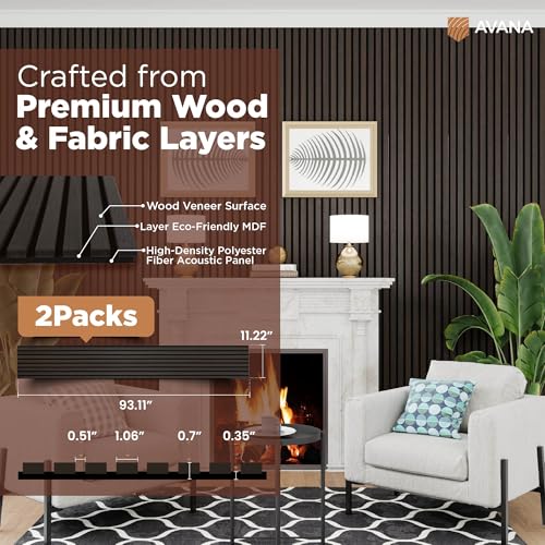 Acoustic Wood Wall Panels (Smoke Oak / 94X11 (2 PCs))