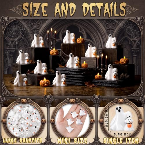 50 Pcs Halloween Mini Ghosts Figurines Resin Tiny Ghosts (Dog)