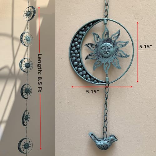 Sun and Moon Decorative Rain Chain (Blue Sun)