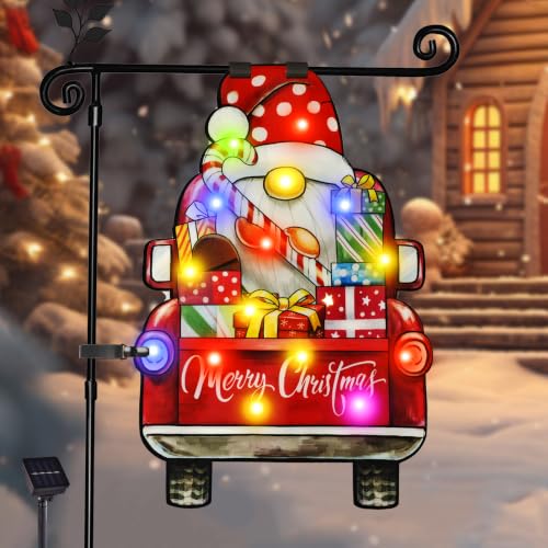 12x18 Lighted Christmas Dwarf Garden Flag (Dwarf-Colorful-12x18 / 12×18inch)