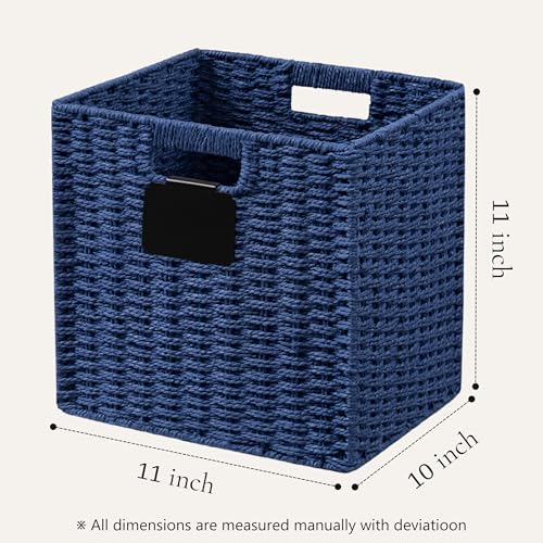 4 Pack Wicker Basket (Blue / 4pack-10.5L×10.5H×9.5W)