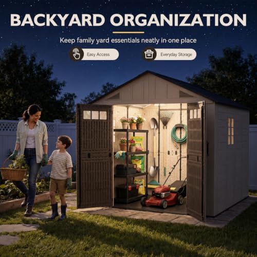8x10 Ft Outdoor Storage Shed with Lighe & Floor (8x10)