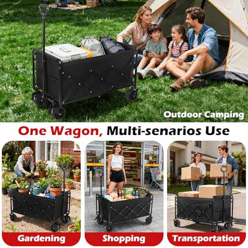 Collapsible Wagons Carts Foldable Wagon (Black_500lbs)