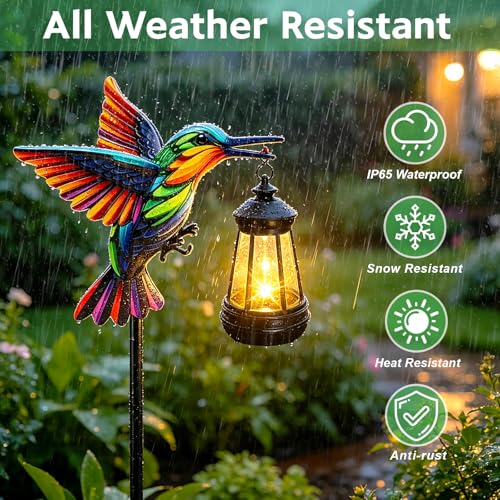 2 Pack Hummingbird Solar Garden lights Outdoor Waterproof