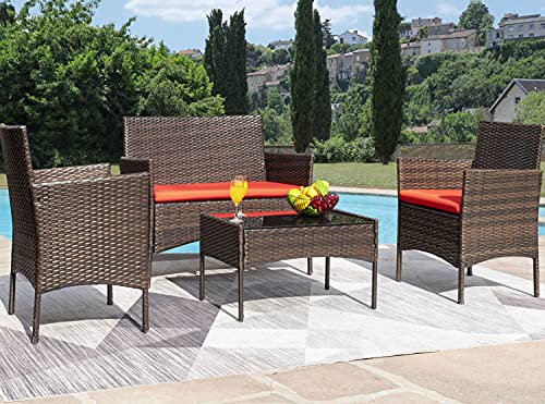 Patio Furniture 4 Pieces Conversation Sets