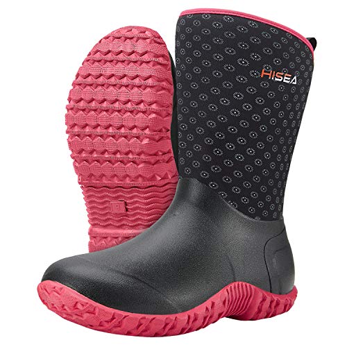 Women's Mid Calf Neoprene Rain Boots Roll Down Rubber Shoes