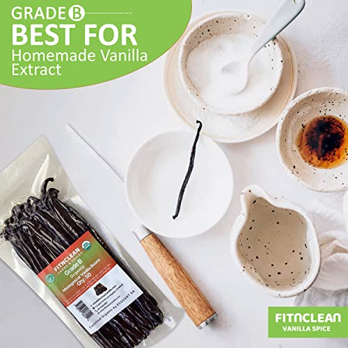 50 Madagascar Organic Vanilla Beans Grade B. Certified USDA Organic. 5" (5.3 Ounce (50 Count))