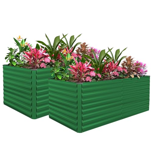 8x4x3ft Raised Garden Bed Outdoor (Green / 8x4x3 FT-2PC)