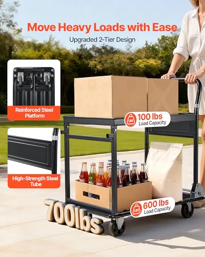 Heavy Duty 2 Tier Platform Hand Truck (28.7 x 18.5 x 32.3 in/ 730 x 470 x 820 mm)