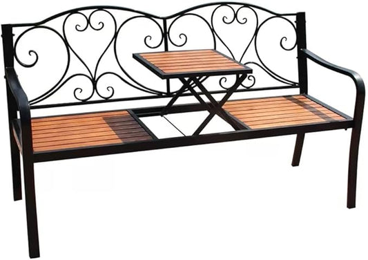 Benches Garden Nordic Courtyard Balcony Leisure Bench Iron Plastic Wood Bench Double Small Tea Table Sofa Chair Outdoor Garden Park Chair Park Benches for Outside