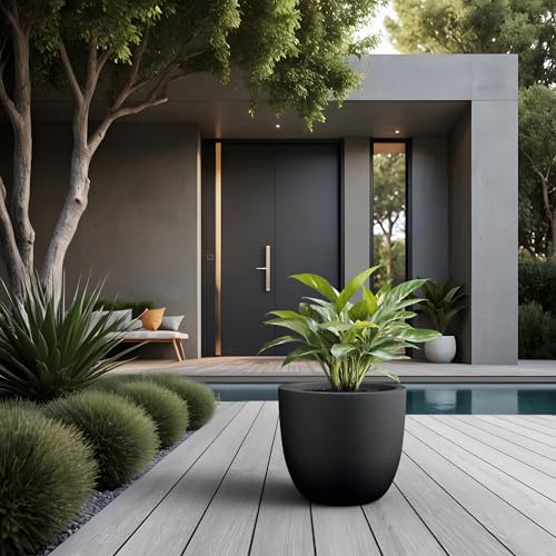 Black Concrete Planter 14" Dia All (Black / 14-Inch Dia)