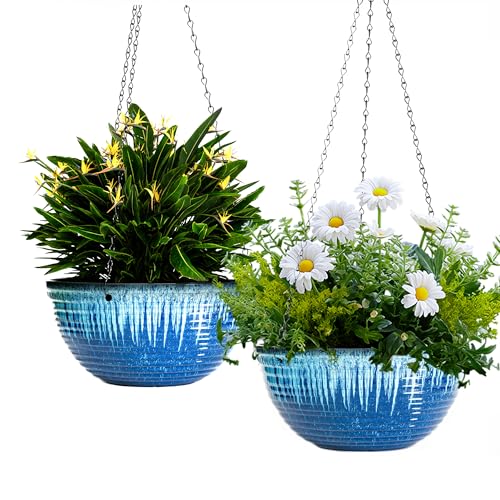 12 inch Large Hanging Planters for Indoor Outdoor Plants (2 Count)