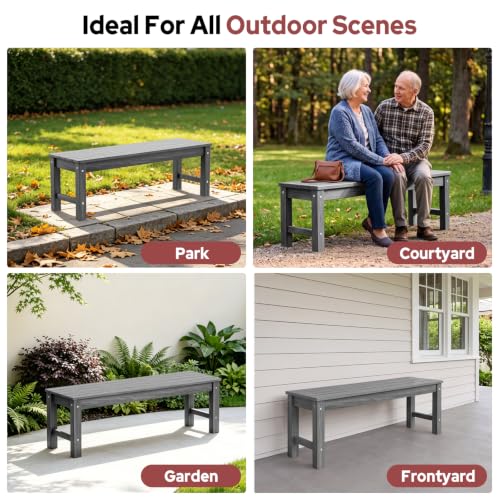 47" HDPE Outdoor Bench for 2 (Light Grey / 1 pack)