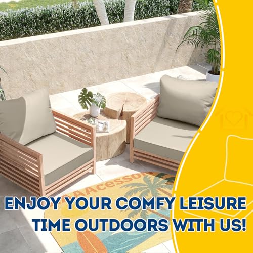 Outdoor Chair Cushions (Khaki Beige / 25.5"x25.5"x5" / 25.5"x19")