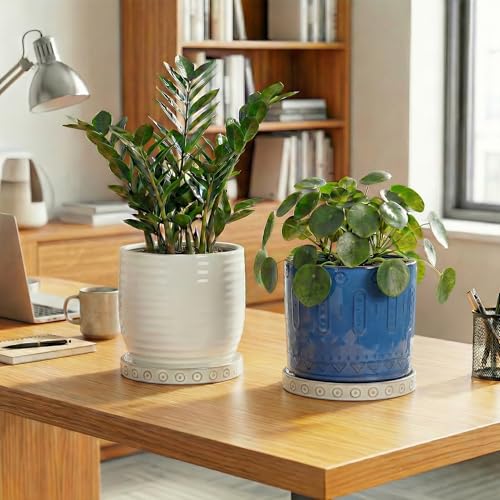 2 Pack Ceramic Plant Saucer (7.5 Inch / Cream White - 2)