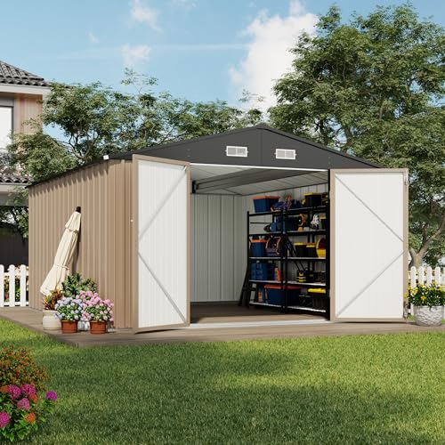 10x12 FT Outdoor Storage Shed (Brown / 10x12 FT)