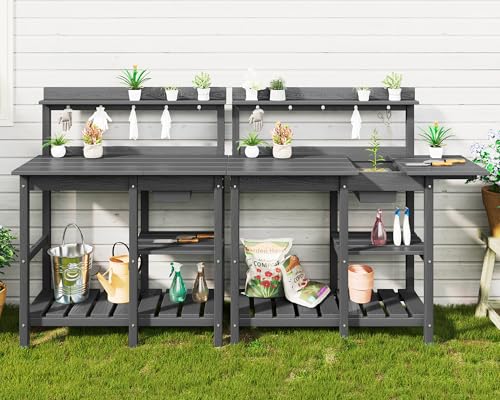 Outdoor Potting Bench with Sink (Gray / Classic)