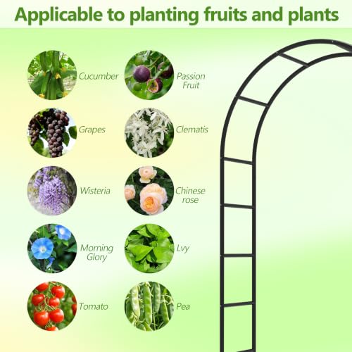 Metal Garden Arch Trellis for Climbing Plants 94.5" H x 55" W (94.5" H x 55" W*14.5"L)