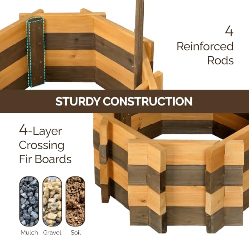 Wooden Wishing Well Outdoor Planters (Two-tone / 25" width)