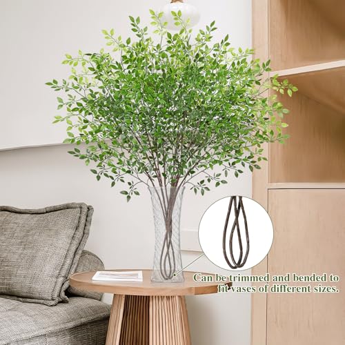 Artificial Plants 4PCS 43.3" Faux Greenery Stems for Vase (Green-4pcs)