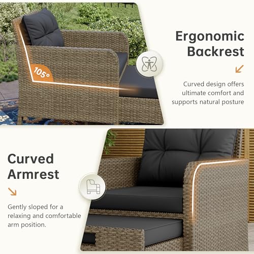 5 Piece Patio Furniture Set (Beige-black / 5 Piece)