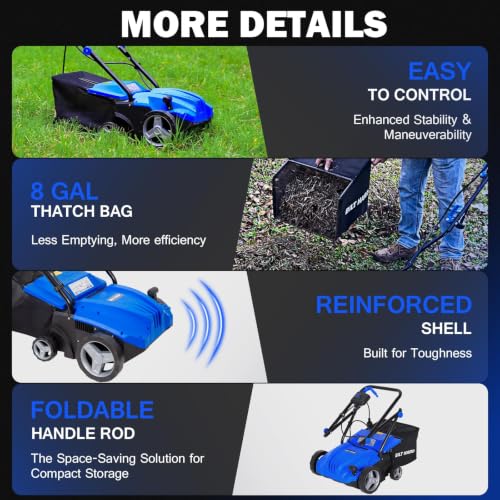 13 inch 12 Amp Electric Dethatcher and Scarifier with Collection Bag