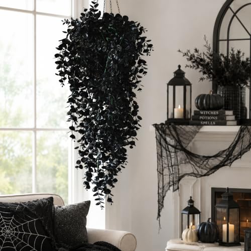 4Pcs Artificial Hanging Plants (Black Ivy / 4Pcs Plants)