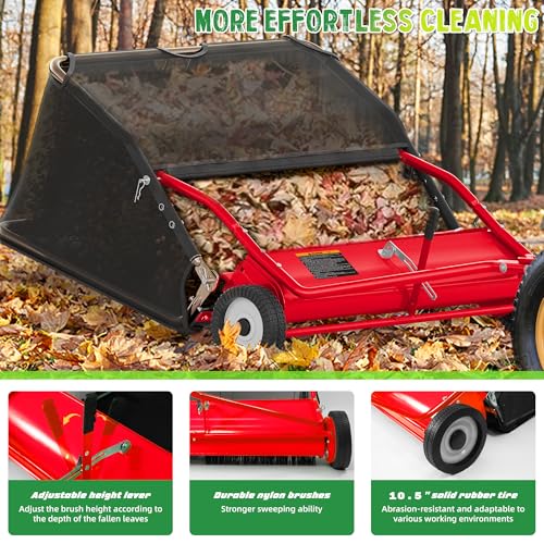 48" Lawn Sweeper Tow Behind (48 inch / Red)