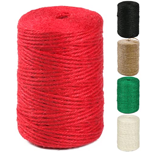 PerkHomy Natural Jute Twine 600 Feet Long Colored Twine Rope for Crafts Gift Wrapping Packing Gardening and Wedding Decor (600 Foot)