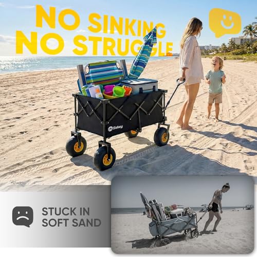 Heavy Duty Beach Wagon with 9" Big Sand (Black)